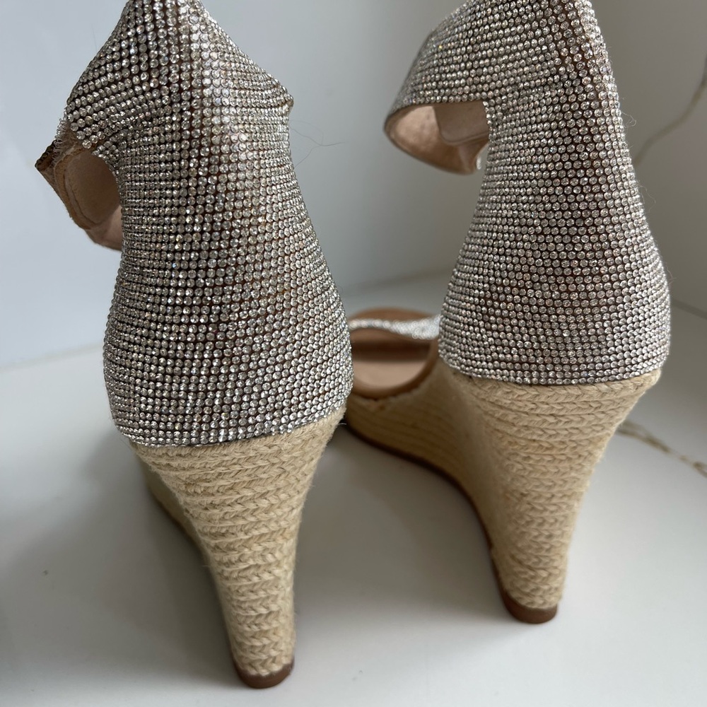 Wishbone collection studded Silver Wedge espadrilles Sandals size 9.5 - Picture 2 of 5
